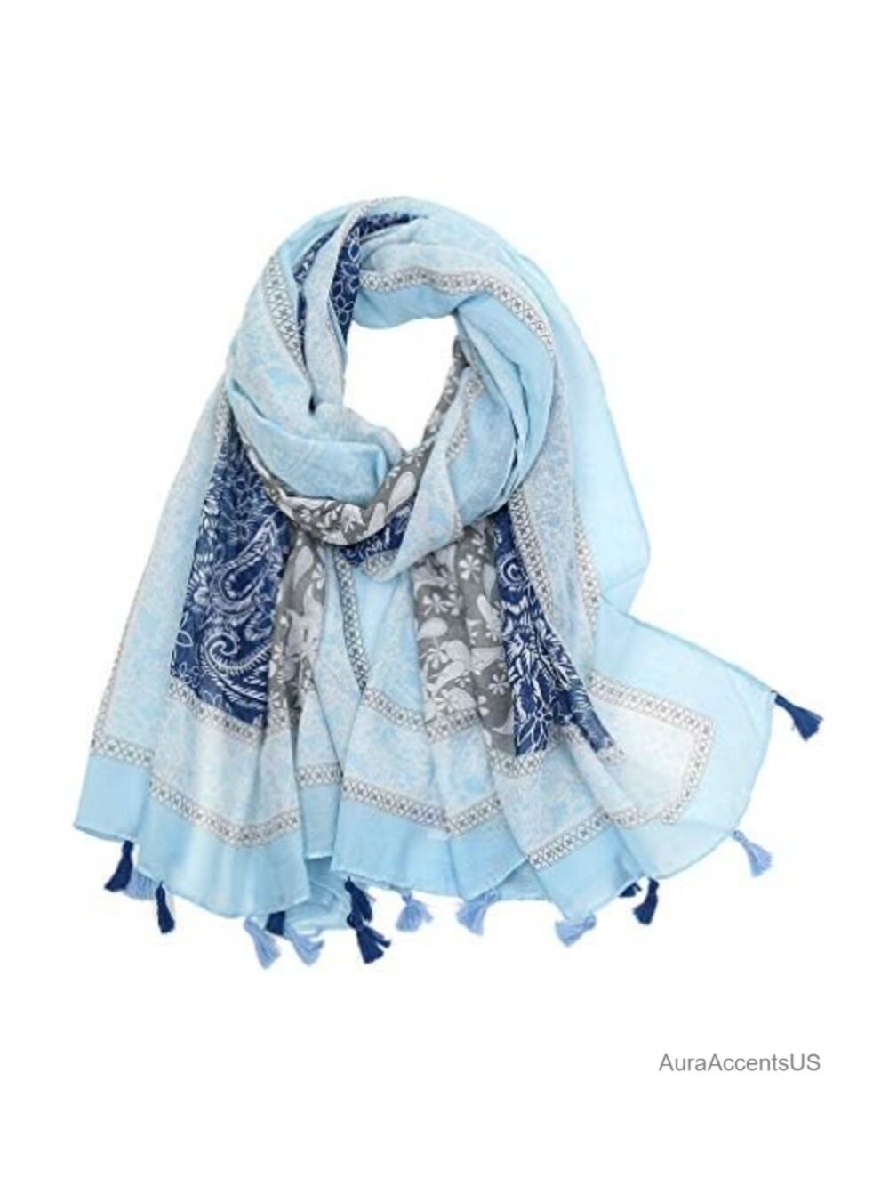 Boho Floral Print Lightweight Scarf Shawl Fashion Wrap for Women